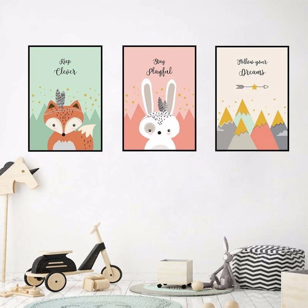 Kinderzimmer Poster-Set „Waldtiere“ – 4er-Set, A4